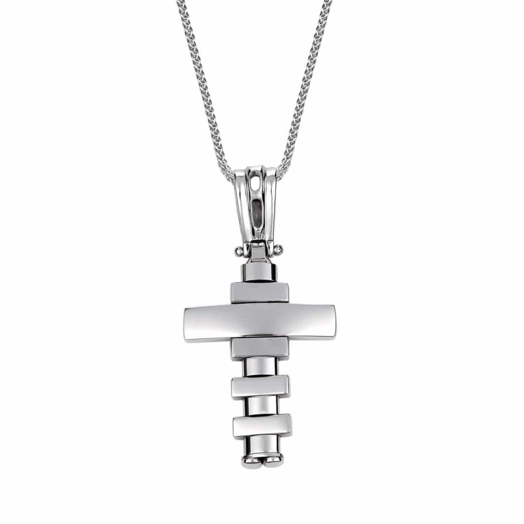 Σταυρός Μοντέρνος Λευκόχρυσος Μασίφ 14K