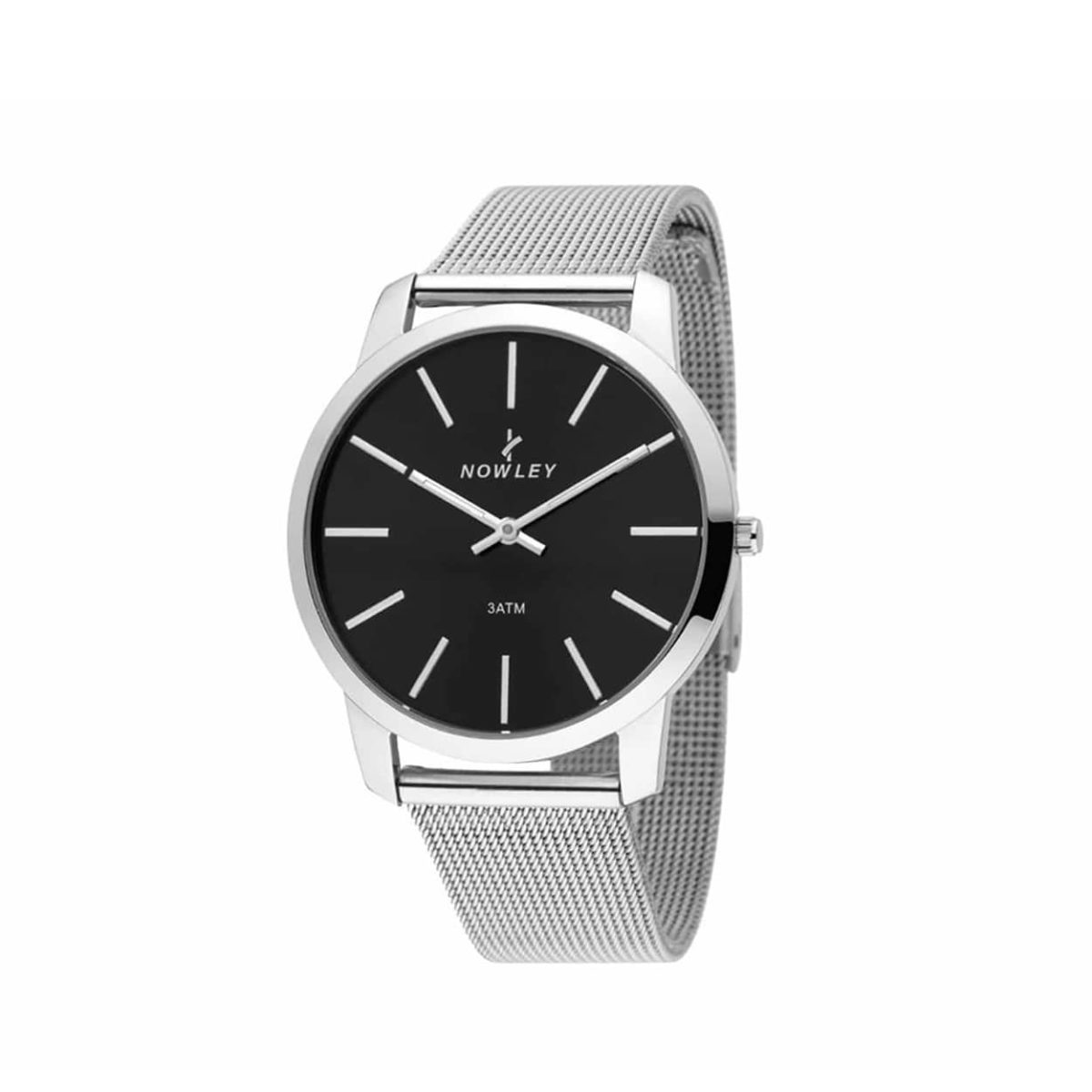 Nowley Silver and Black Stainless Steel Bracelet Men's Watch - 8-7010-0-3