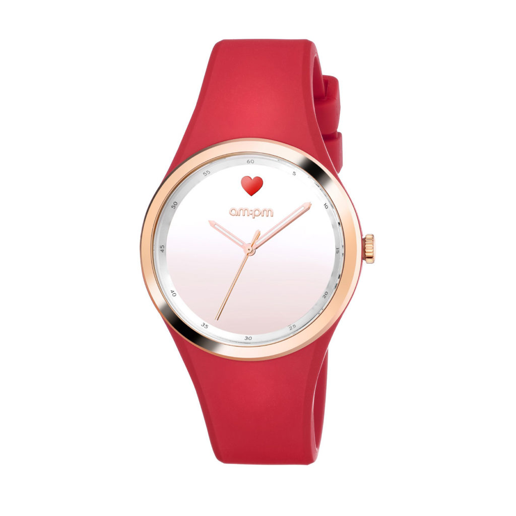 AM:PM Club Red Rubber Strap Women's Watch PM194-L548