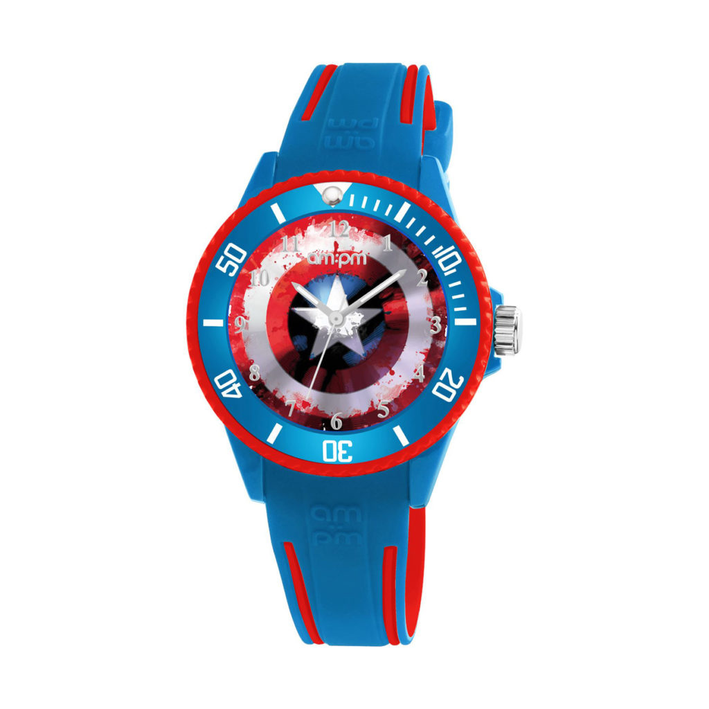 AM:PM Marvel Captain America Blue Rubber Strap Kids' Watch MP187-U621