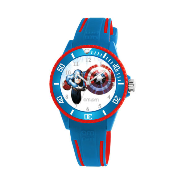 AM:PM Marvel Captain America Blue Rubber Strap Kids' Watch MP187-U622