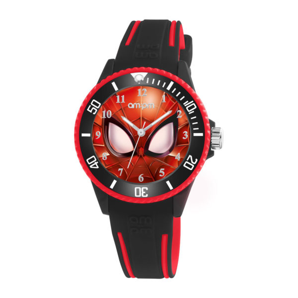 AM:PM Marvel Spiderman Black Rubber Strap Kids' Watch MP187-U625