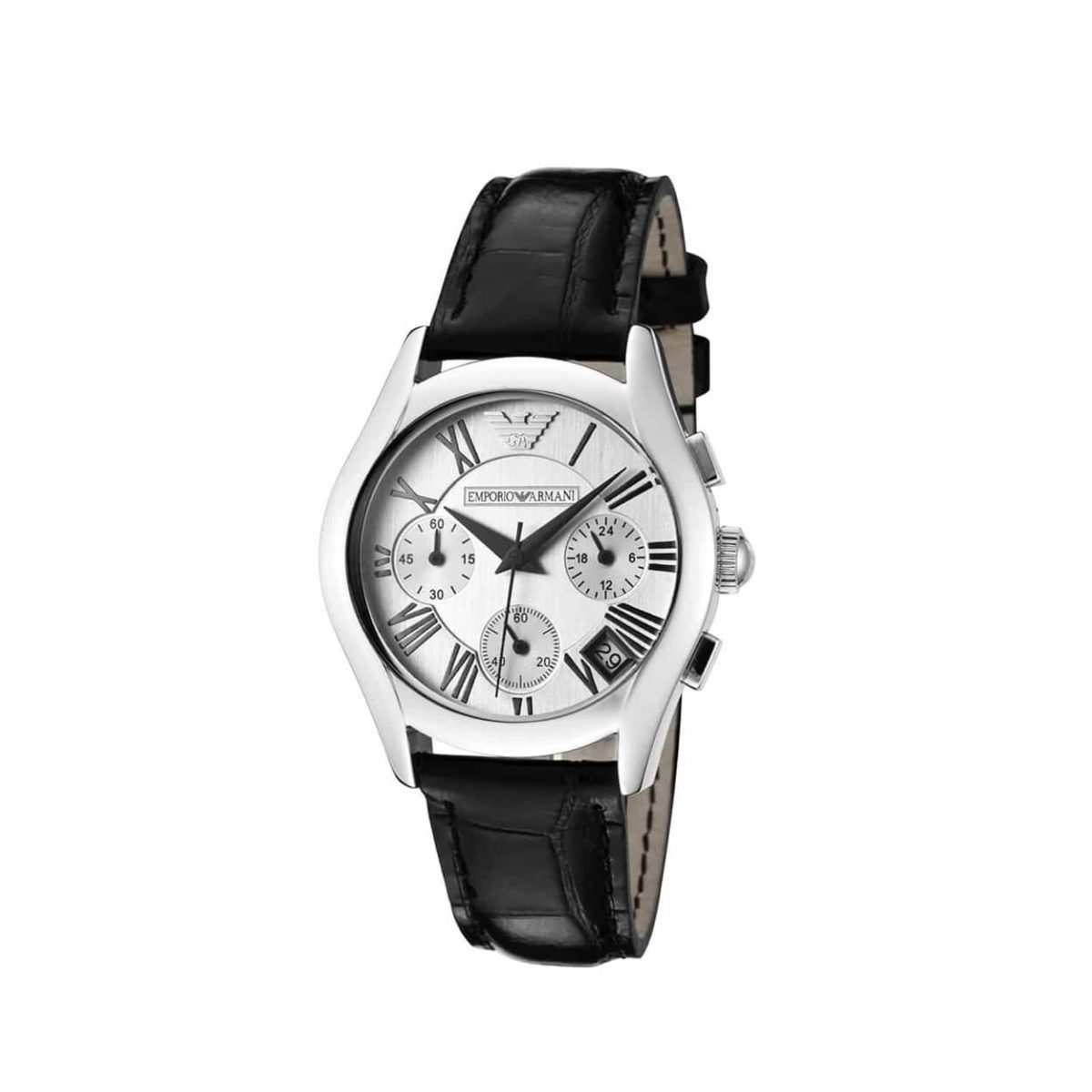 Emporio Armani Black Leather Strap Chronograph Men's Watch - AR0670