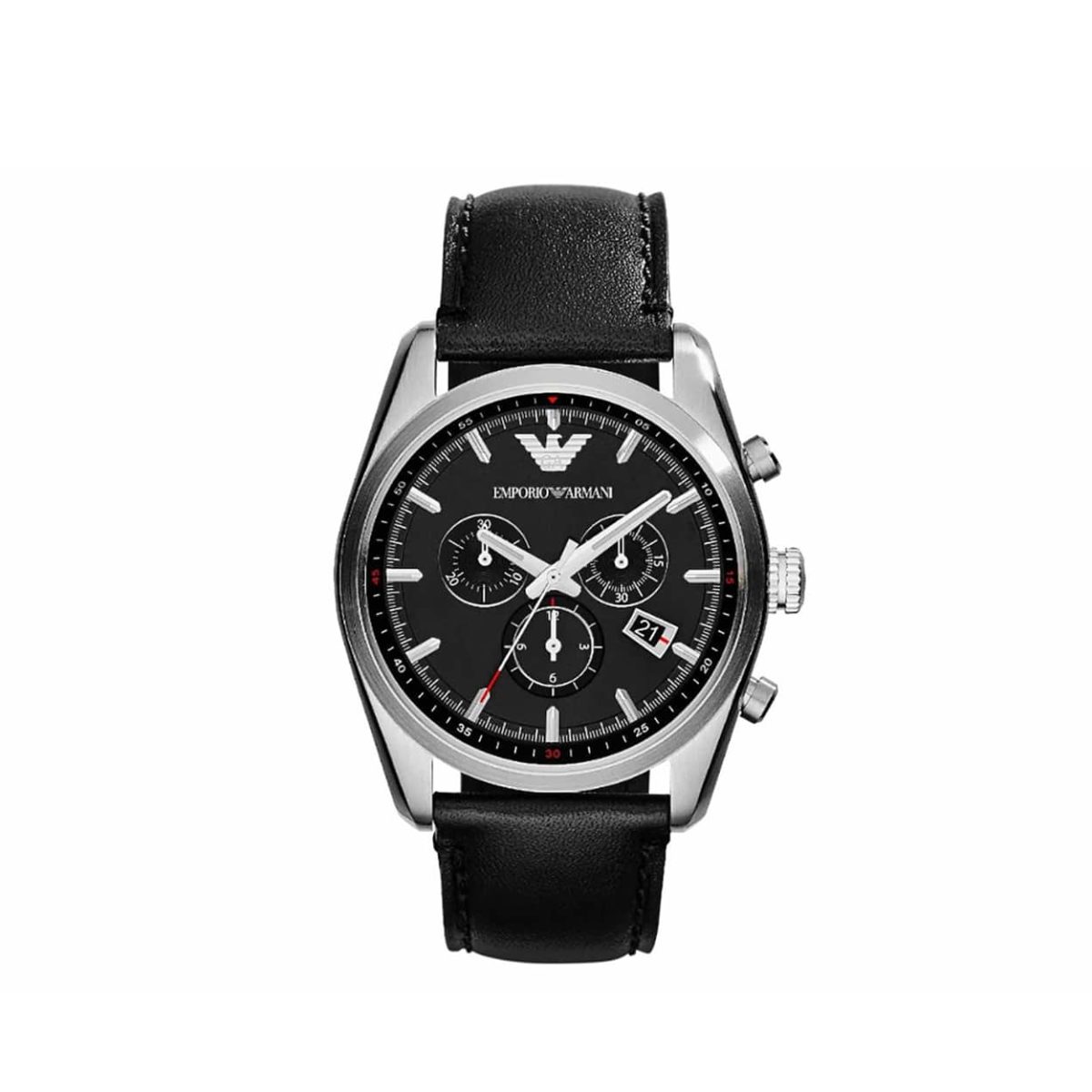 Emporio Armani Sportivo Black Leather Chronograph Men's Watch - AR6039