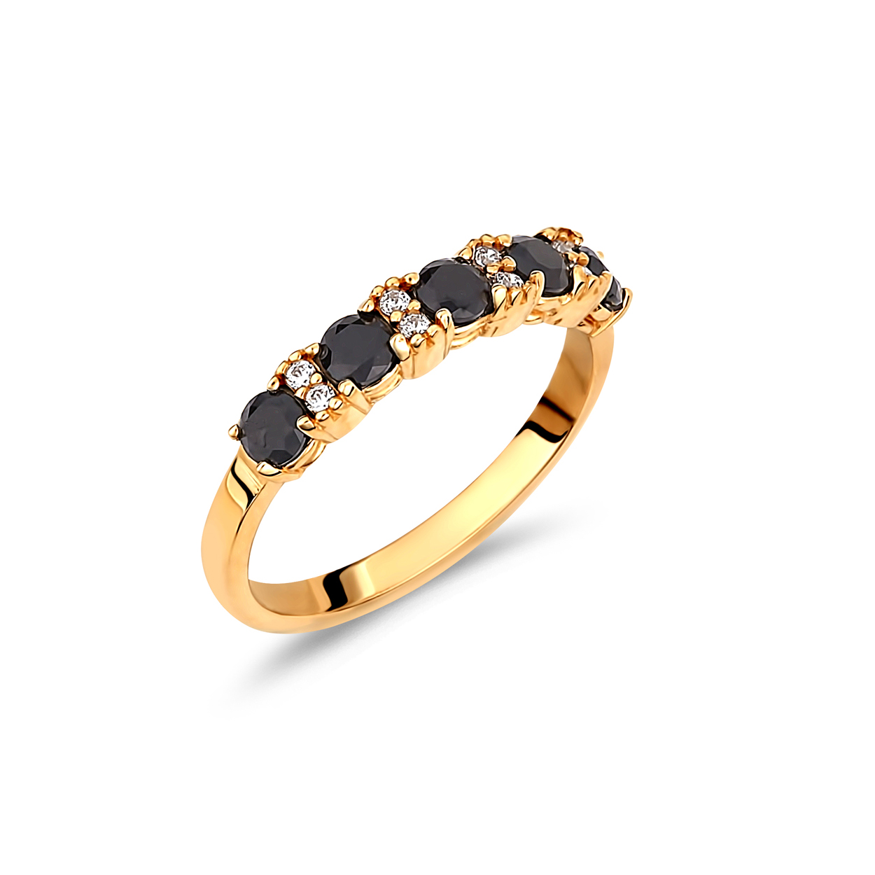 Δαχτυλίδι Μισόβερο Χρυσό Με Ασπρόμαυρο Ζιργκόν 14Κ 003299 Jewelor