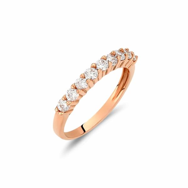 Δαχτυλίδι Σειρέ Ροζ Χρυσό Με Μεγάλα Ζιργκόν 14K