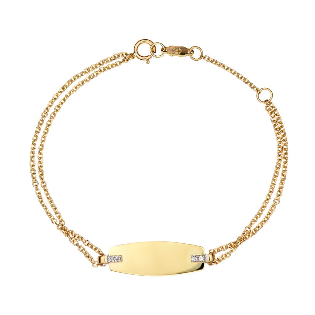 Διπλό Βραχιόλι-Ταυτότητα Χρυσό Με Ζιργκόν 14K