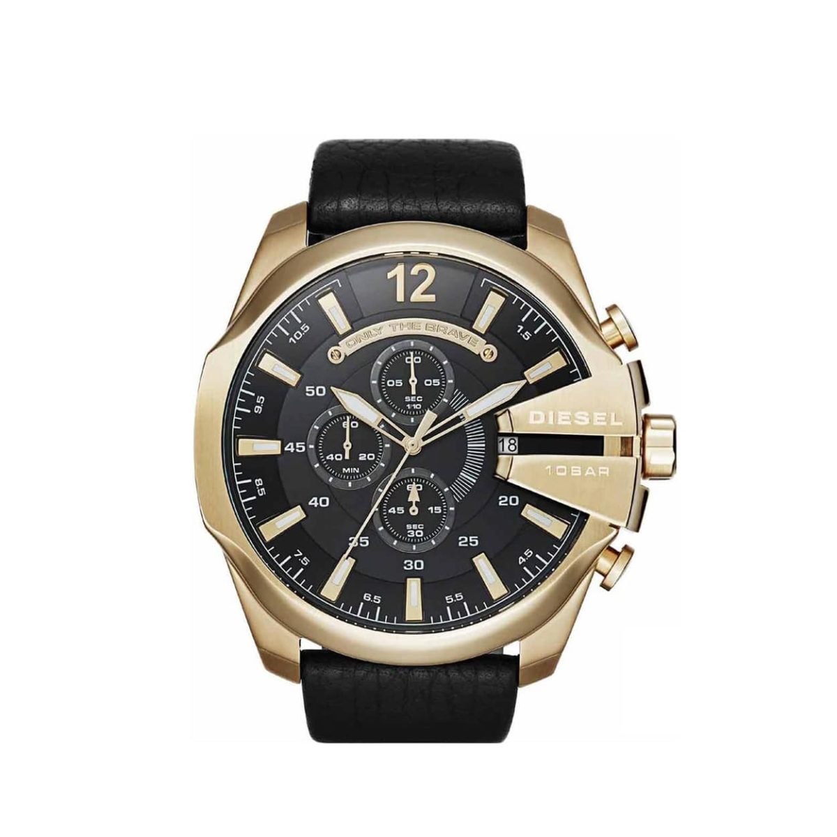 Diesel Mega Chief Men's Chrono Black Leather Strap Men's Watch - DZ4344