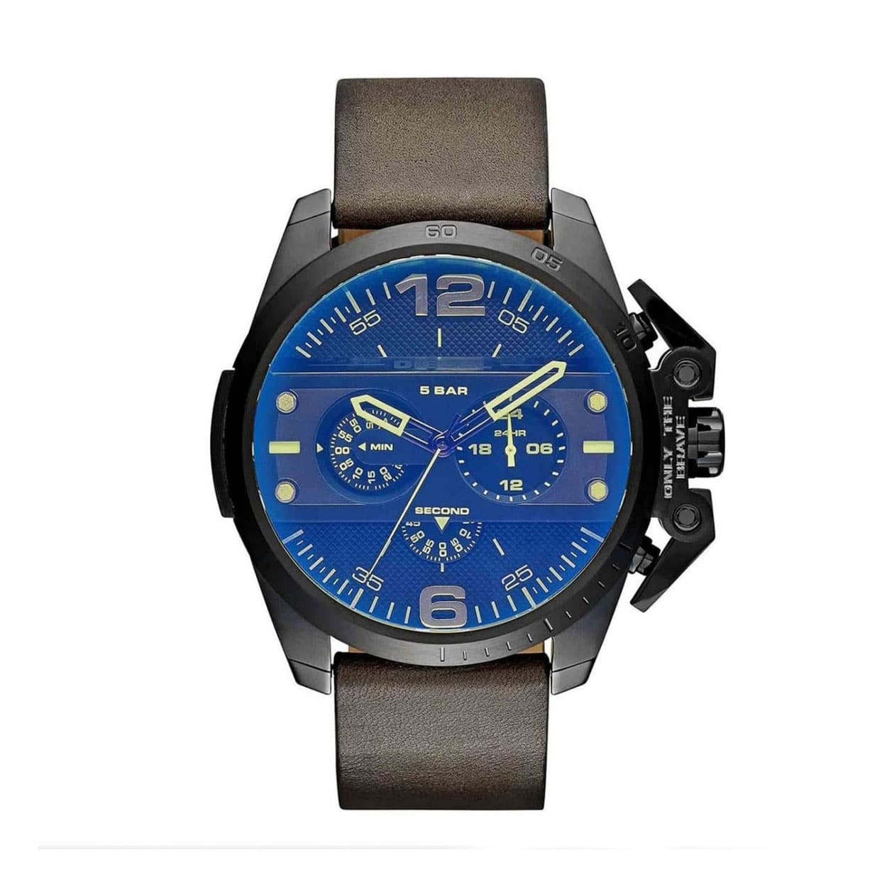 Diesel Ironside Chronograph Blue Dial Brown Leather Men's Watch - DZ4364