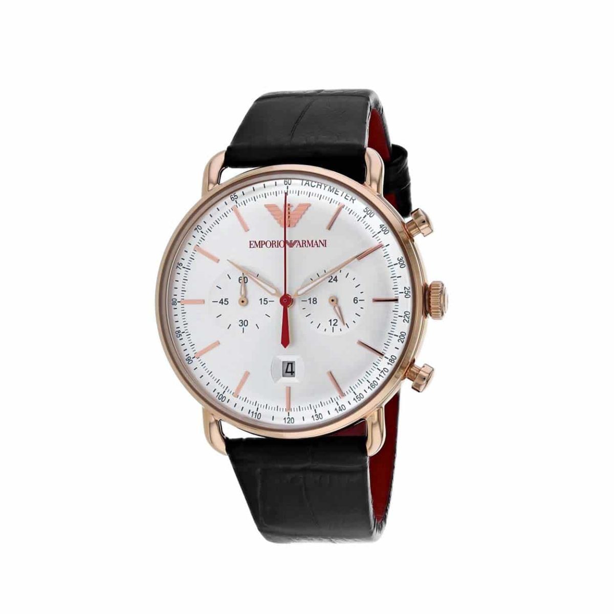 Emporio Armani Rose Gold Blue Leather Chronograph Men's Watch - AR11123