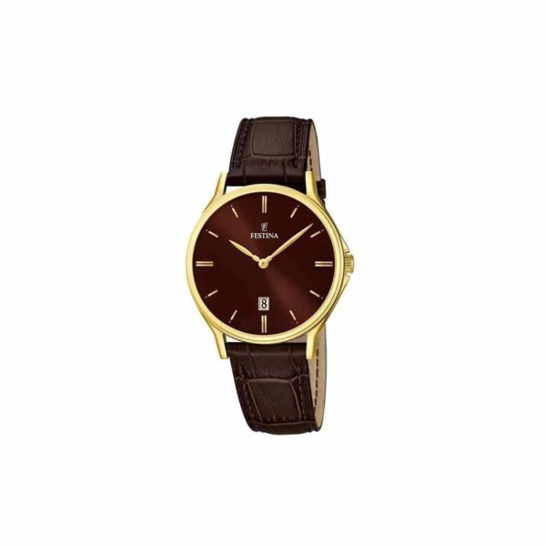 Festina Men's Gold Brown Leather Strap Men's Watch - F16747/3