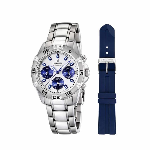 Festina Sport Chronograph Stainless Steel Bracelet Και Rubber Men's Watch - F16635/1