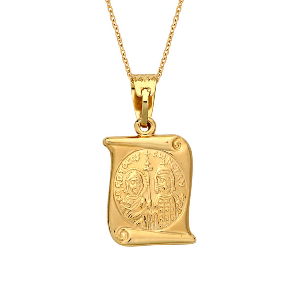 Κωνσταντινάτο Φυλαχτό Ιησούς Χριστός Ανάγλυφο Χρυσό Και Λευκόχρυσο Διπλής Όψης 2 003062 Jewelor