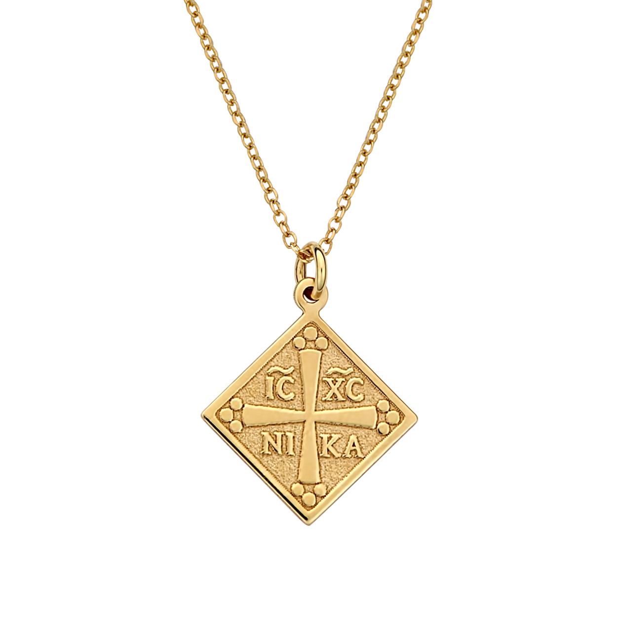 Κωνσταντινάτο Φυλαχτό Ιησούς Χριστός Ανάγλυφο Χρυσό Ρόμβος 003066 Jewelor