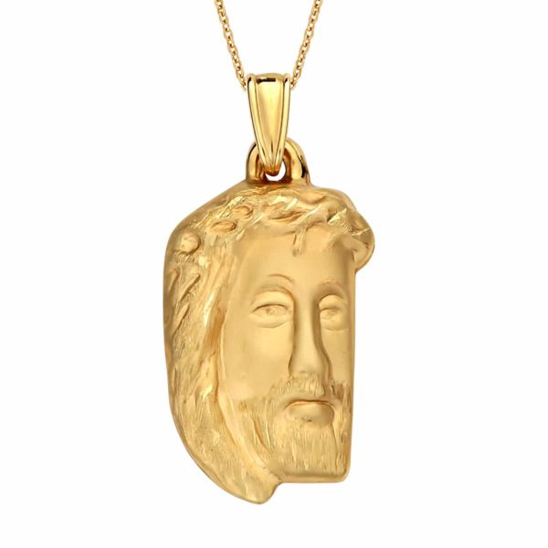 Κωνσταντινάτο Φυλαχτό Ιησούς Χριστός Χρυσό Ανάγλυφο Ματ Μεγάλο 14K