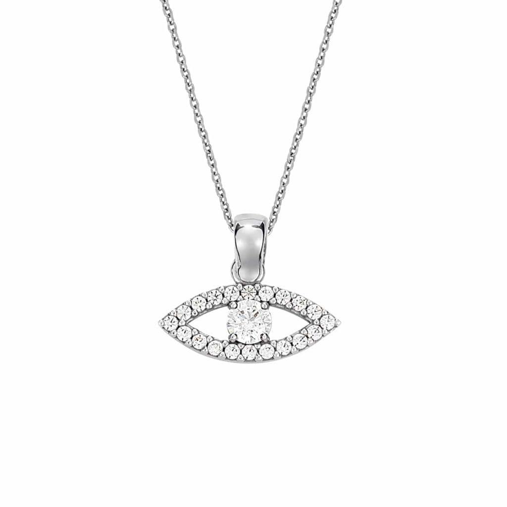 Μενταγιόν-Μάτι Λευκόχρυσο 14K Με Ζιργκόν 14K