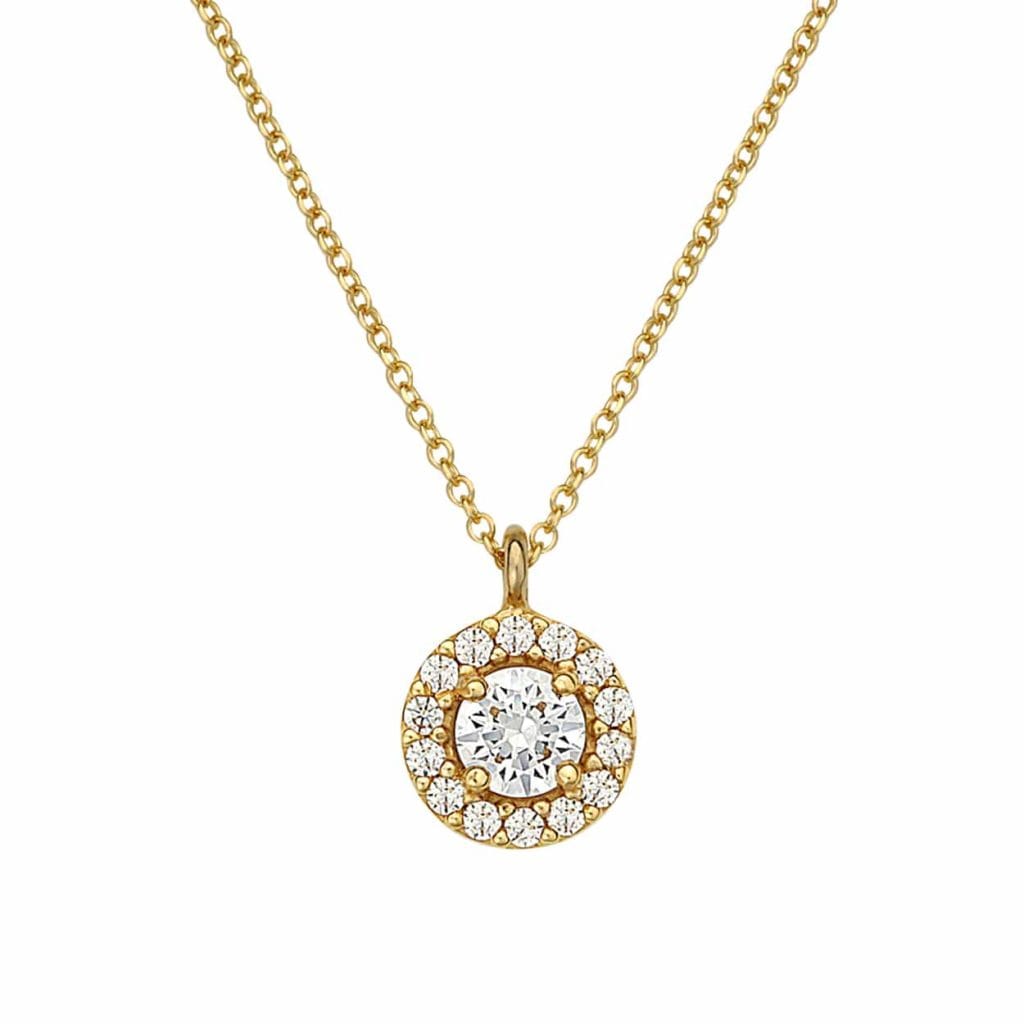 Μενταγιόν Στρόγγυλο Χρυσό 14K Με Ζιργκόν 14K