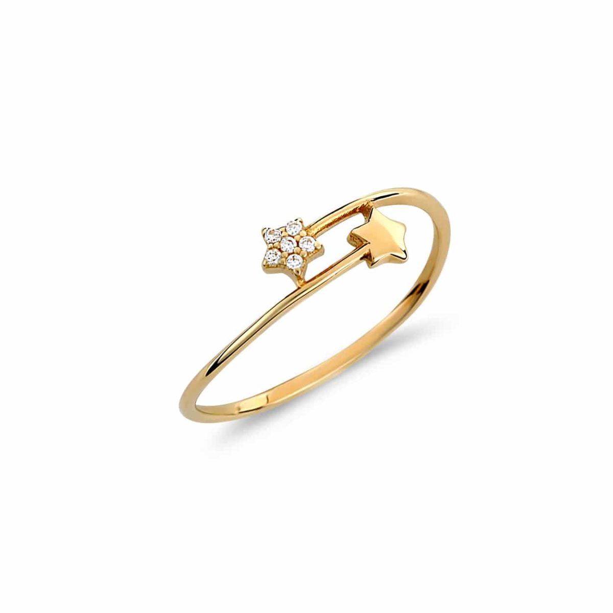 Μοντέρνο Δαχτυλίδι-Αστεράκια Χρυσό Με Ζιργκόν 14K