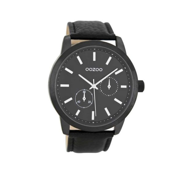 OOZOO Timepieces Black Leather Strap Men's Watch - C8579