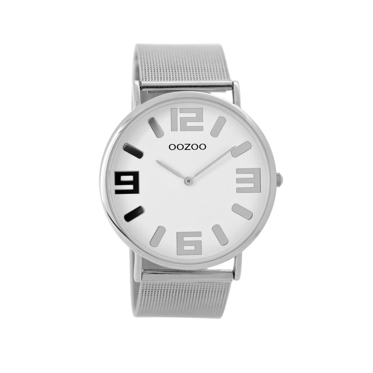 OOZOO Timepieces Vintage Silver And Black Unisex Watch - C8880