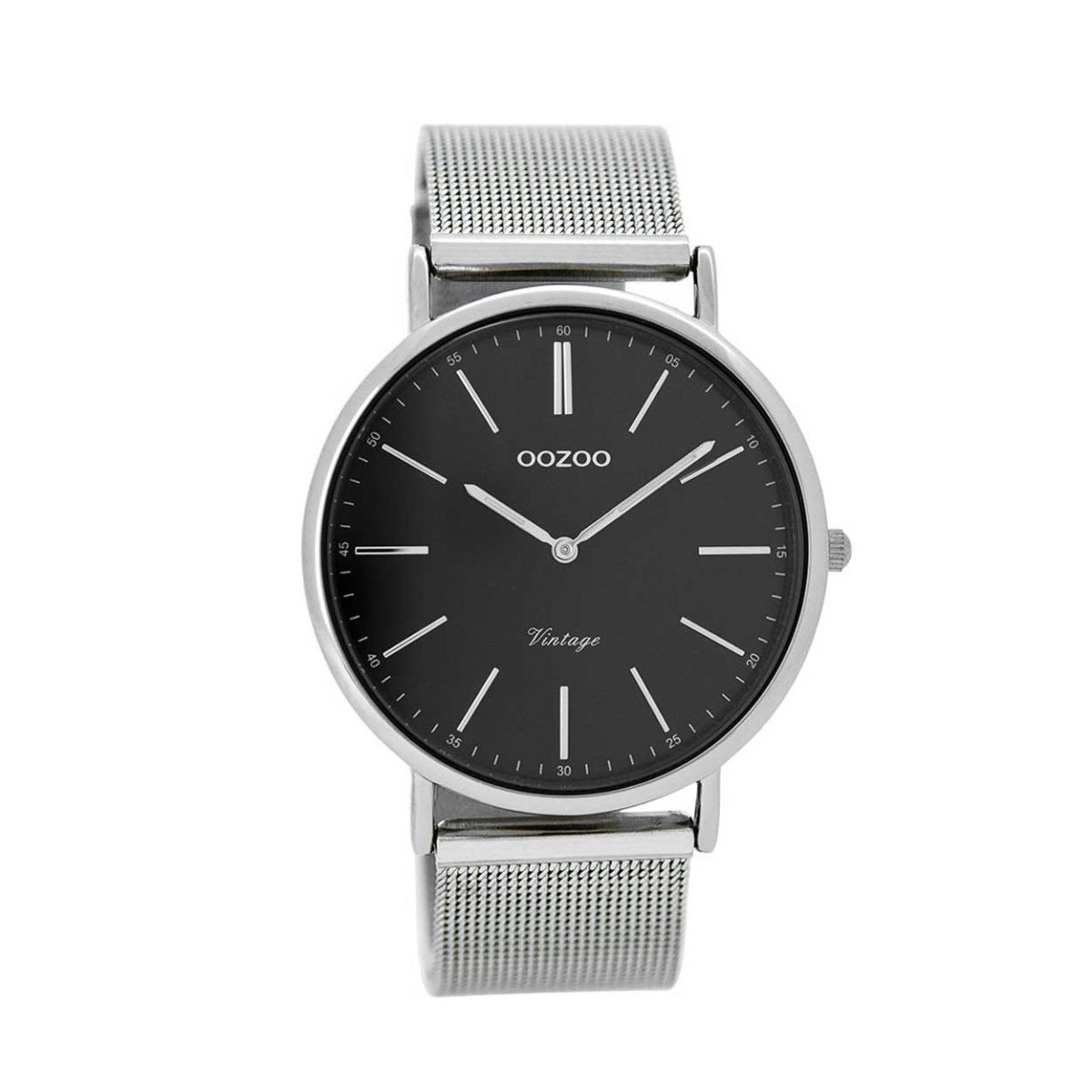 OOZOO Timepieces Vintage Silver Black And Silver Unisex Watch - C8815