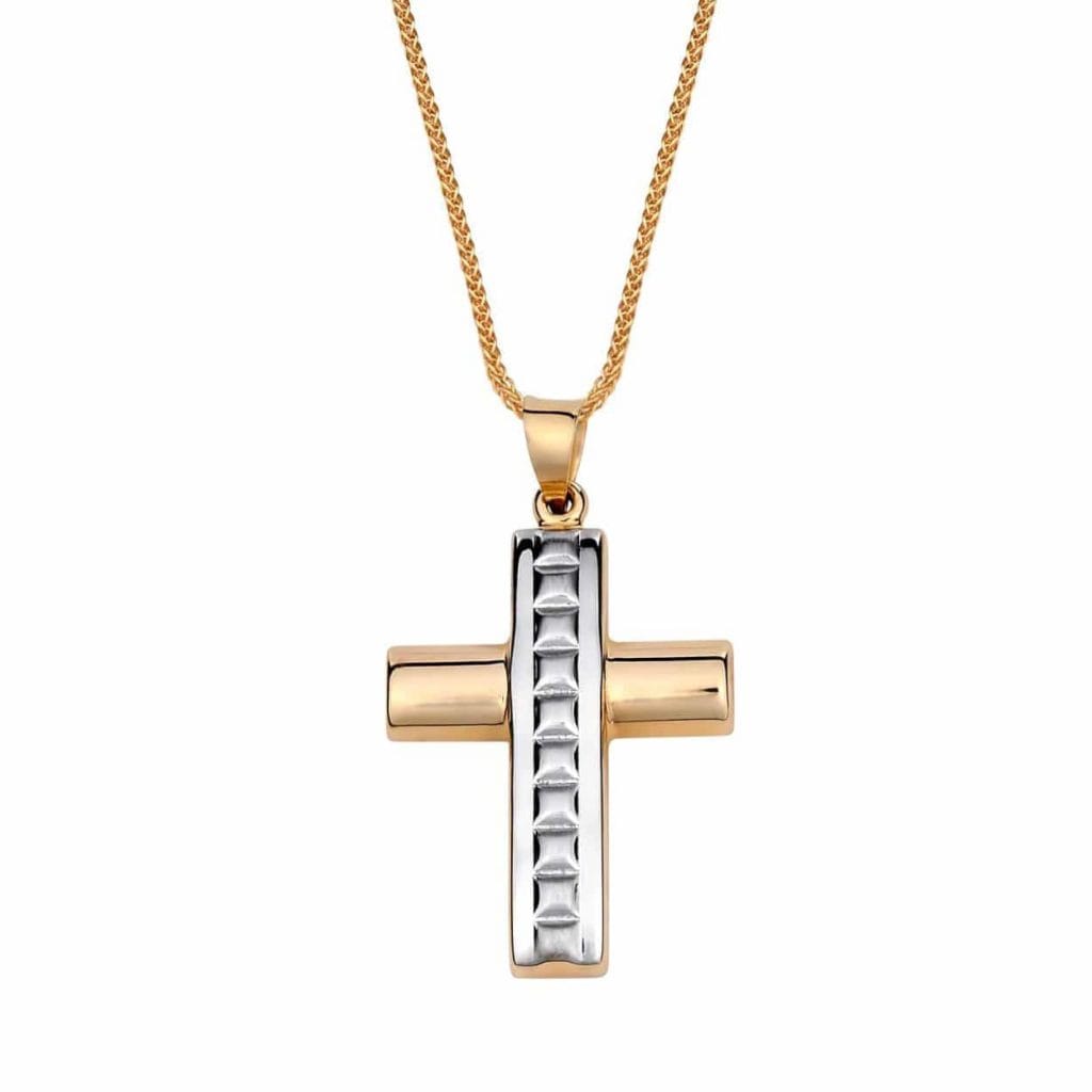 Σταυρός Χρυσός Και Λευκόχρυσος Unisex 14K