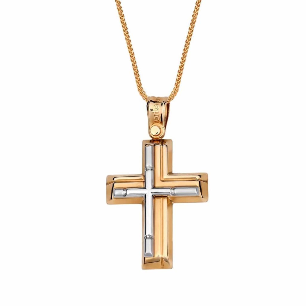 Σταυρός Χρυσός Και Λευκόχρυσος 14K