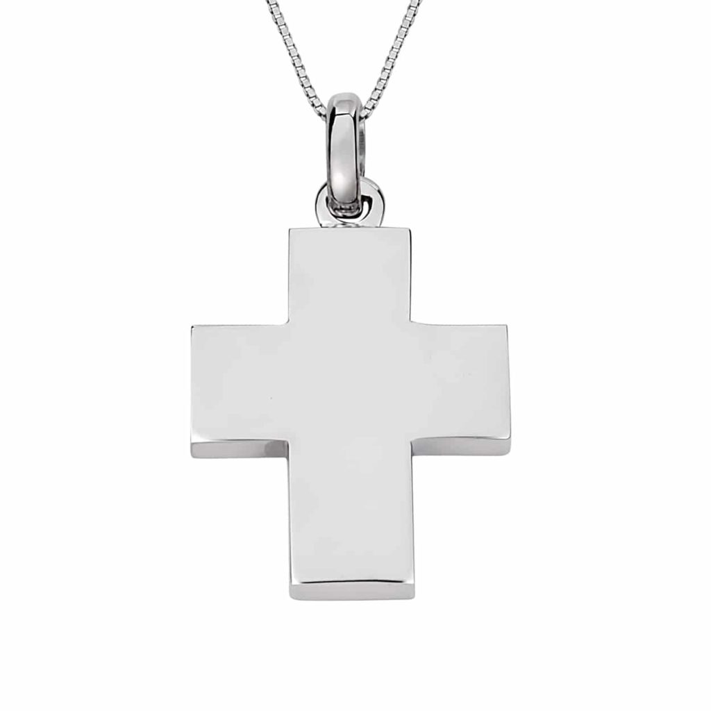 Σταυρός Φαρδύς Λευκόχρυσος 14K
