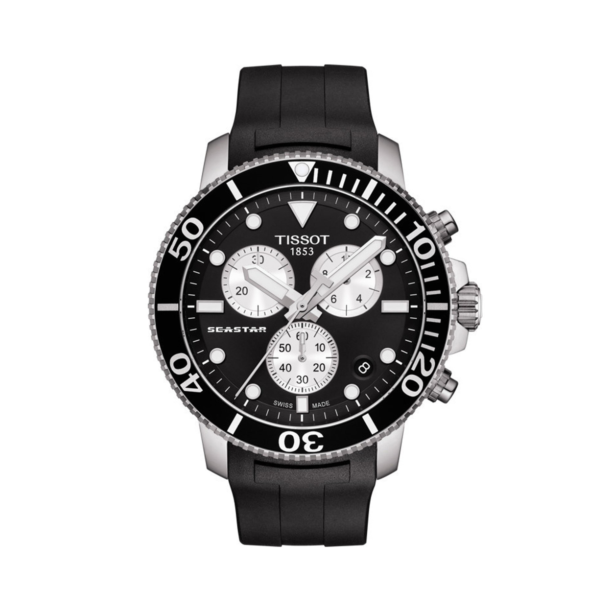 T120.417.17.051.00 Tissot Seastar 1000 Silver Black Men's Watch Jewelor