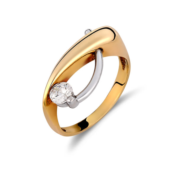 Δαχτυλίδι Χρυσό Και Λευκόχρυσο Με Ζιργκόν 14K
