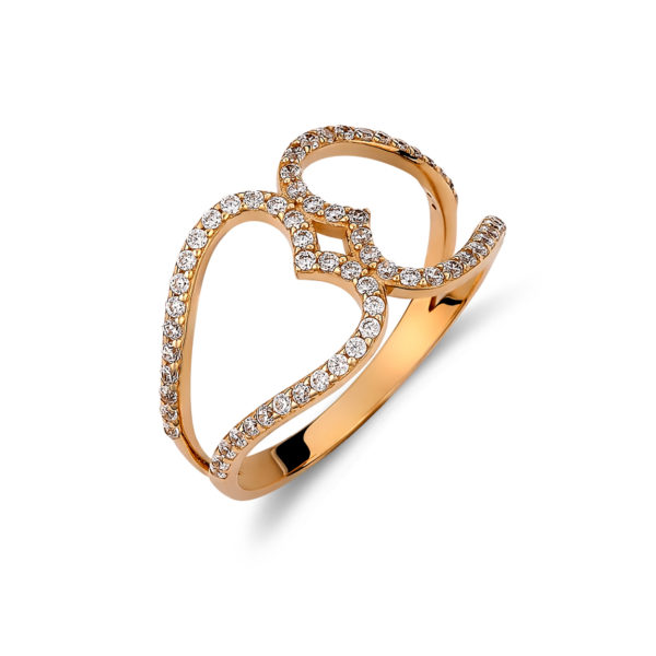 Δαχτυλίδι Καρδιά Χρυσό Με Πέτρες Ζιργκόν 14K