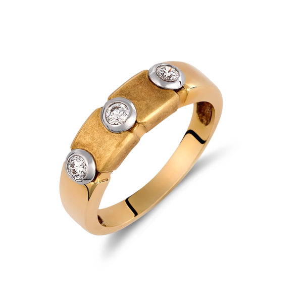 Δαχτυλίδι Χρυσό Και Λευκόχρυσο Με Ζιργκόν 14K
