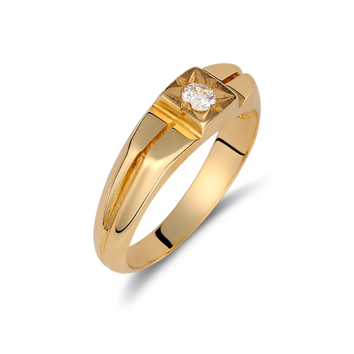 Δαχτυλίδι Αστέρι Χρυσό Με Ζιργκόν 14K