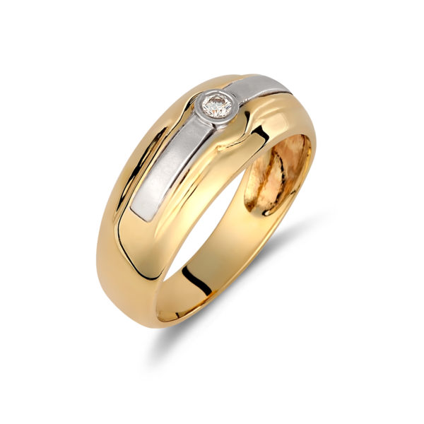 Δαχτυλίδι Χρυσό και Λευκόχρυσο Με Ζιργκόν Πομπέ 14K