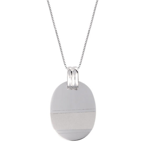 Κρεμαστό Πλακέτα Λευκόχρυσο Με Χάραξη Unisex 14K