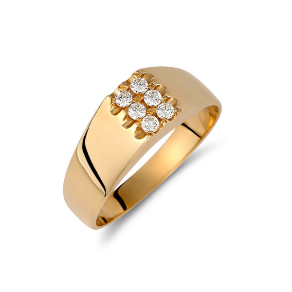 Δαχτυλίδι Χρυσό Με Ζιργκόν Πομπέ 14K