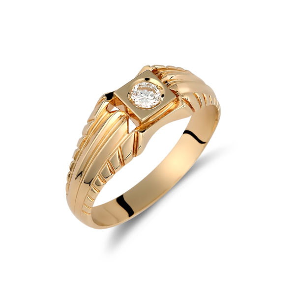 Δαχτυλίδι Σκαλιστό Χρυσό Με Ζιργκόν 14K