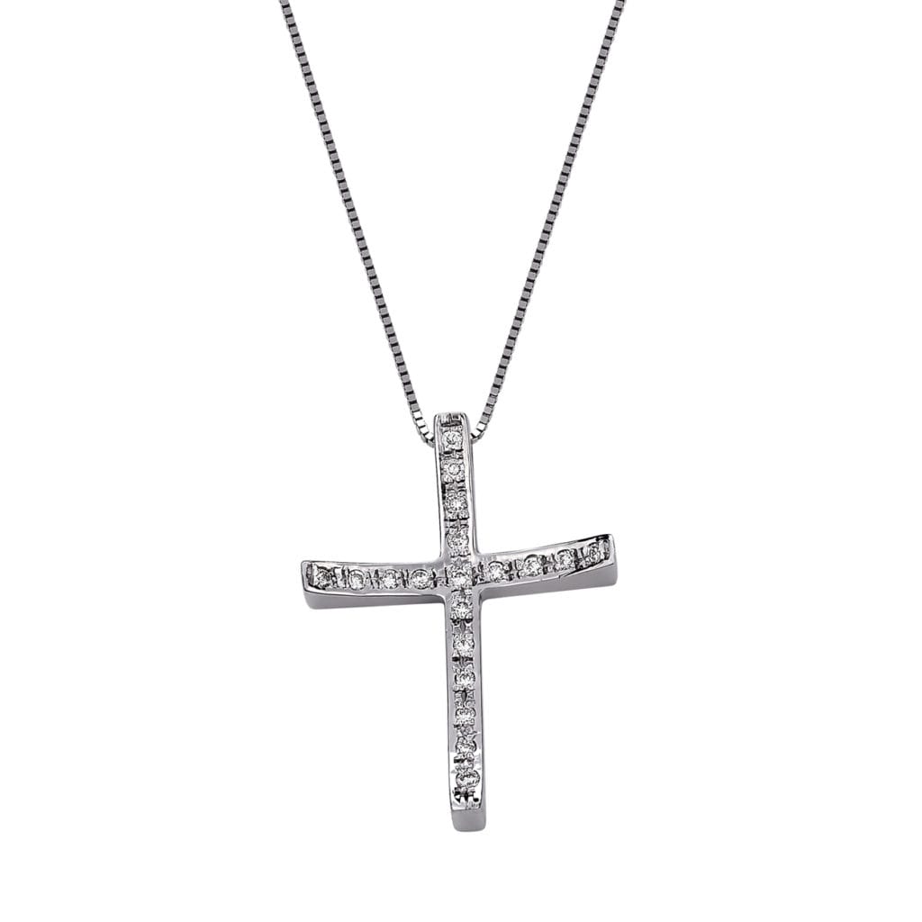 Σταυρός Spirto Λευκόχρυσος Με Διαμάντια 18K