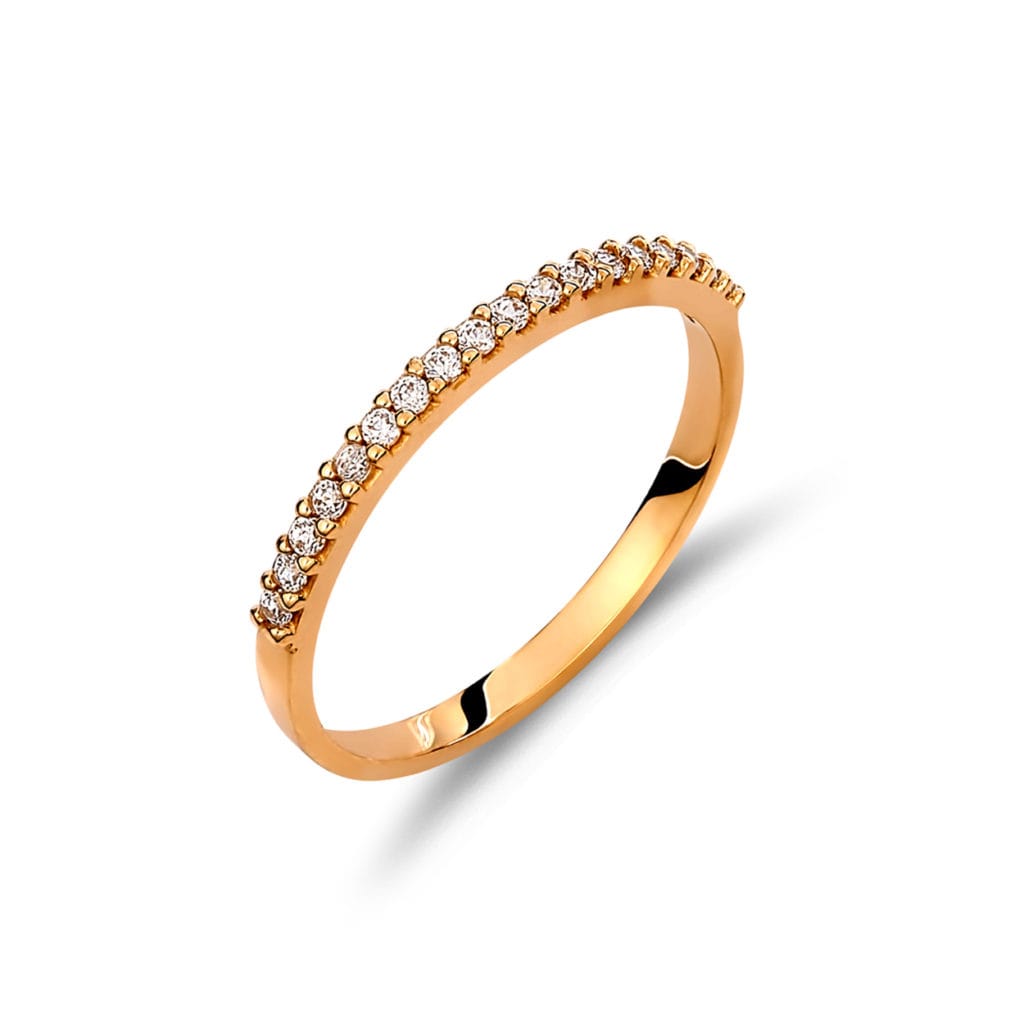 Δαχτυλίδι Μισόβερο Χρυσό Με Ζιργκόν 14K