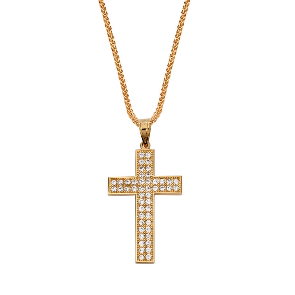 Σταυρός Χρυσός Με Πέτρες Ζιργκόν 14K