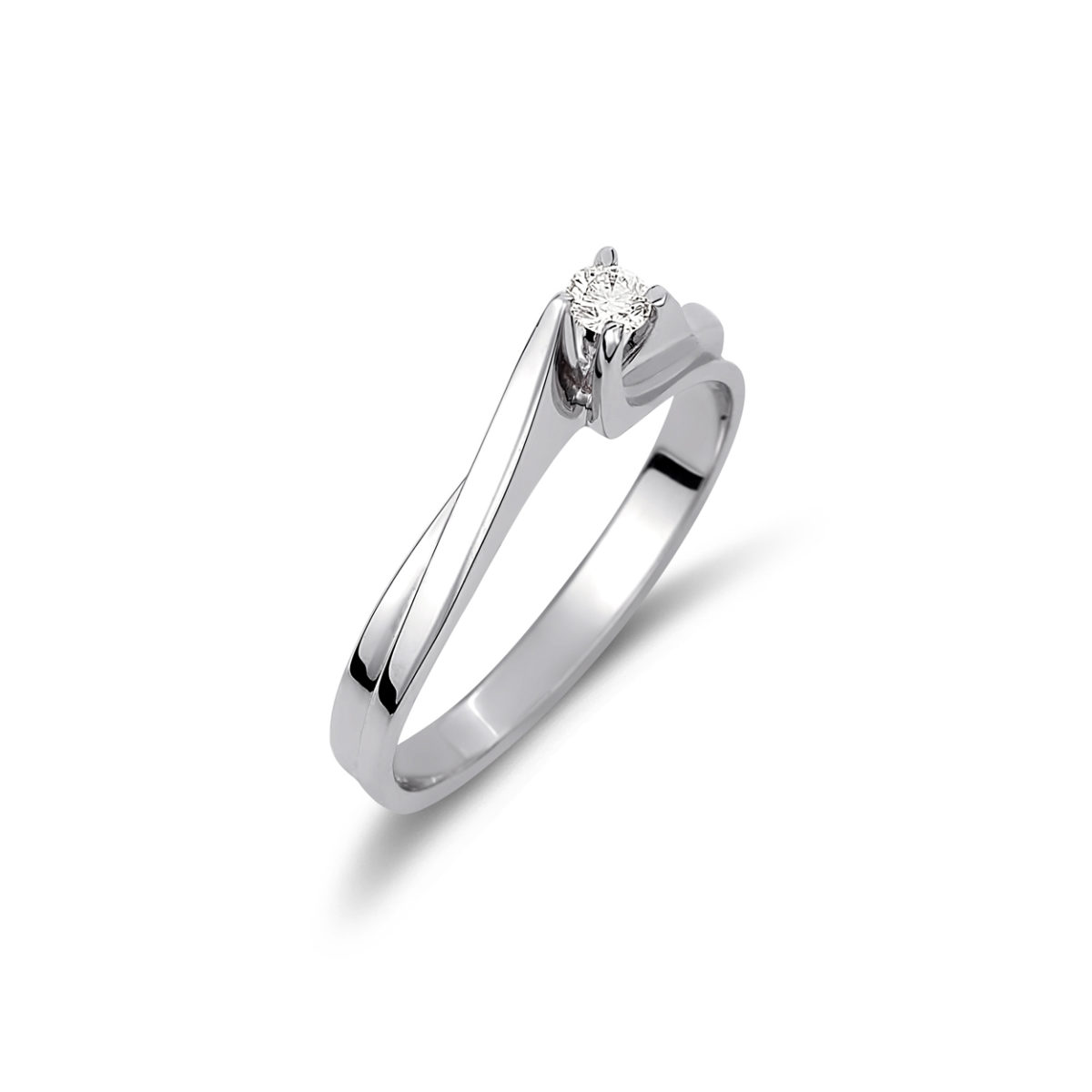 Δαχτυλίδι Μονόπετρο Φλόγα Λευκόχρυσο Με Διαμάντι 18K