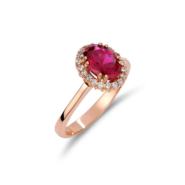 Δαχτυλίδι Ροζέτα Ροζ Χρυσός Με Ζιργκόν 14K
