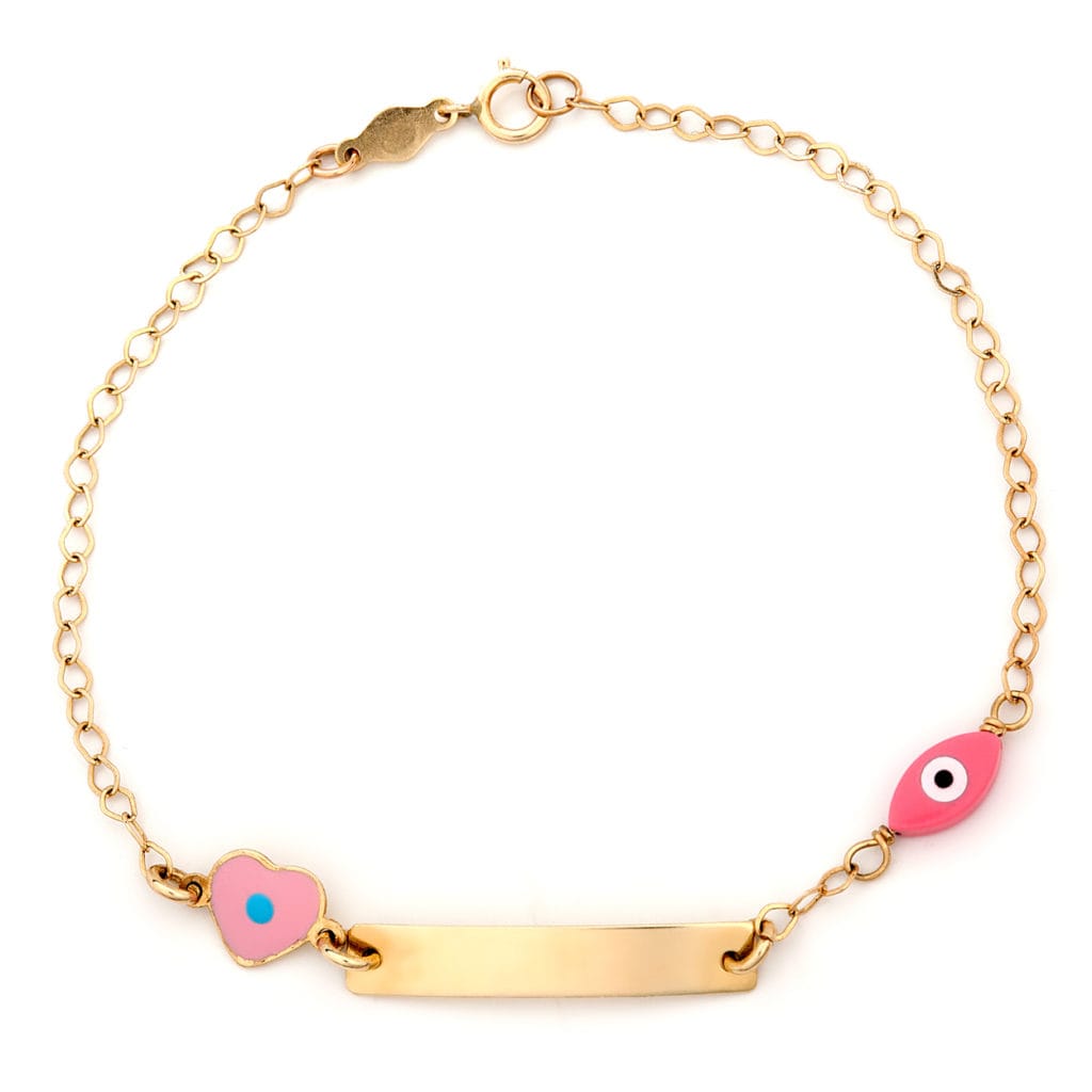 Κοριτσίστικο Βραχιόλι Ταυτότητα Καρδούλα Χρυσό Γέννηση-Βάφτιση 14K