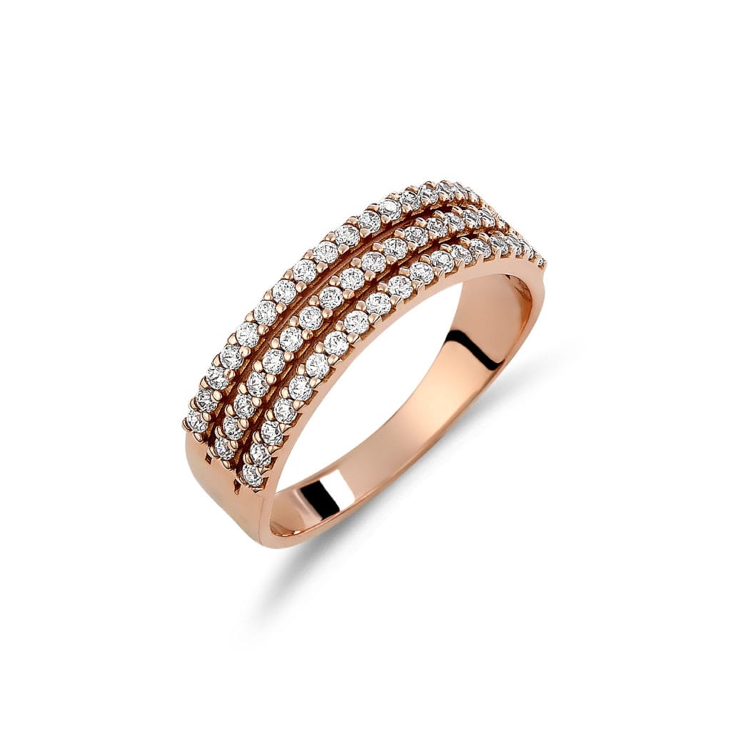 Δαχτυλίδι Σειρέ Ροζ Χρυσό Με Ζιργκόν 14K