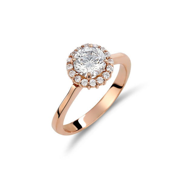 Δαχτυλίδι Μονόπετρο Κλασικό Ροζ Χρυσό Με Ζιργκόν 14K