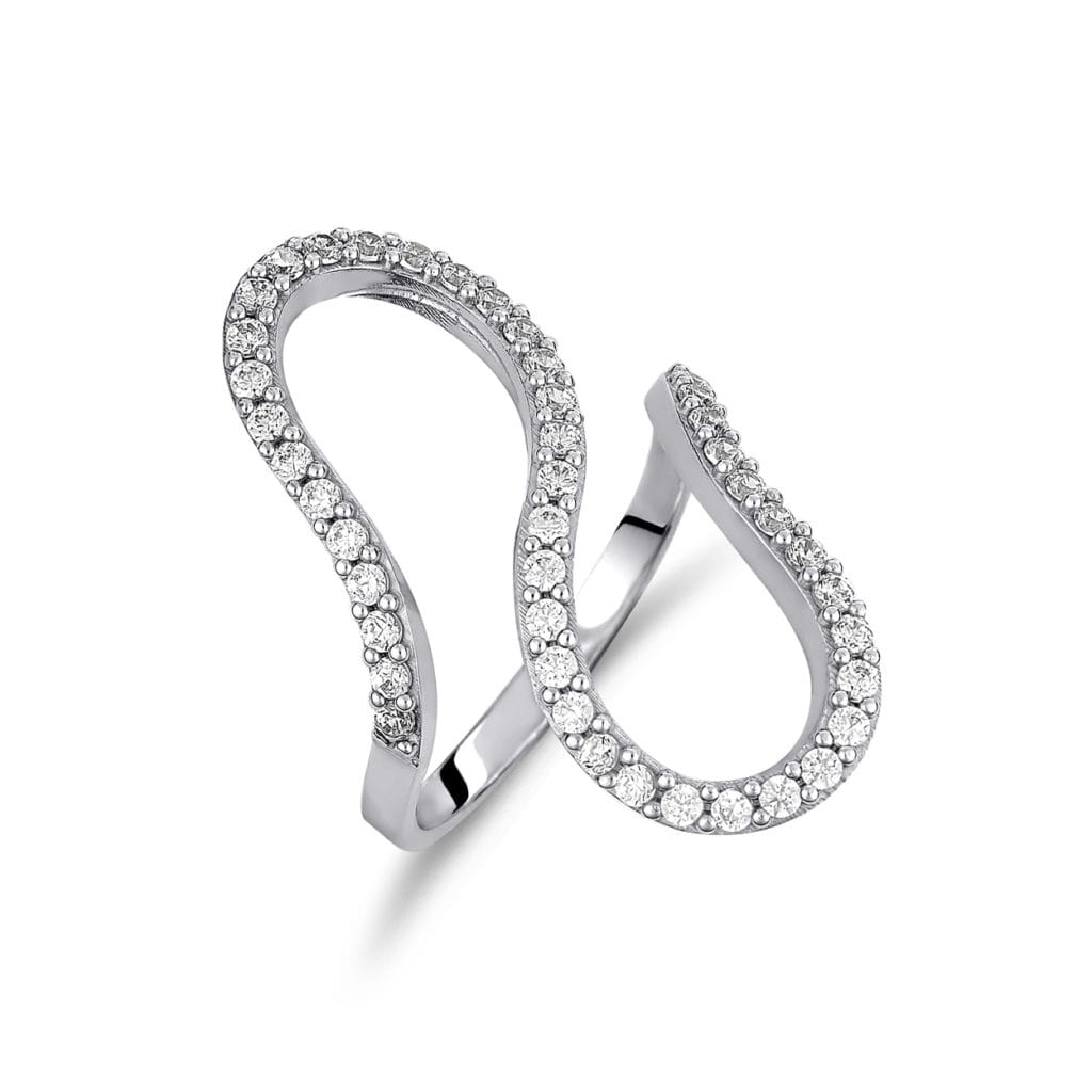 Δαχτυλίδι Μοντέρνο Λευκόχρυσο Με Ζιργκόν 14K