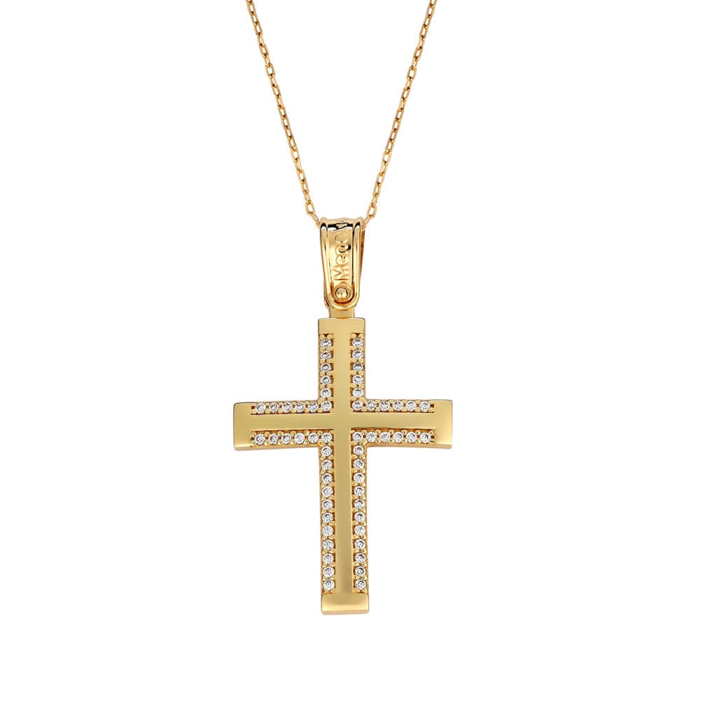 Σταυρός Χρυσός Με Ζιργκόν 14K