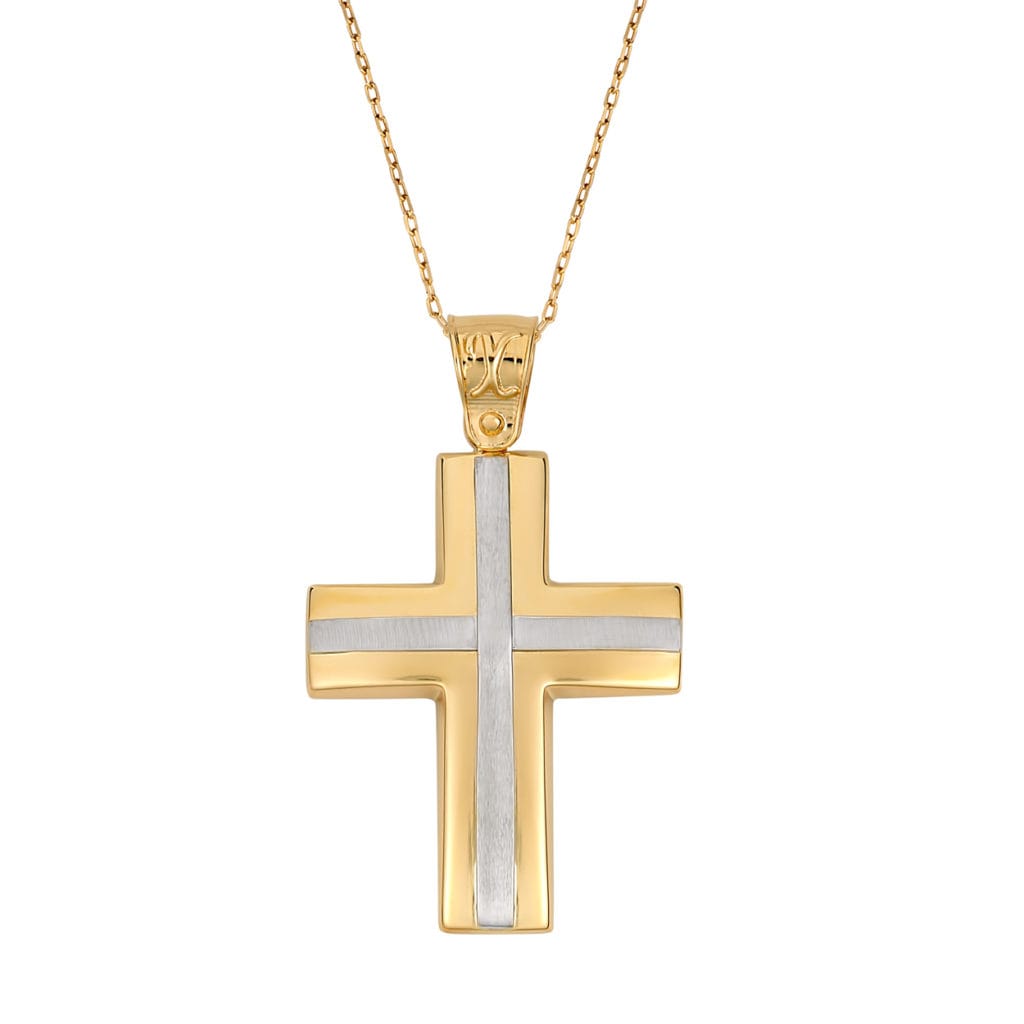 Σταυρός Χρυσός Και Λευκόχρυσος 14K