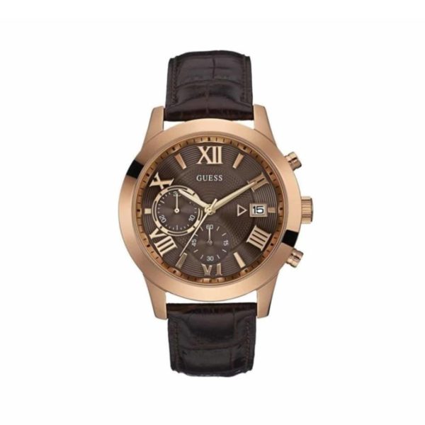 Guess Rose Gold Brown Leather Chronograph Men's Watch - W0669G1