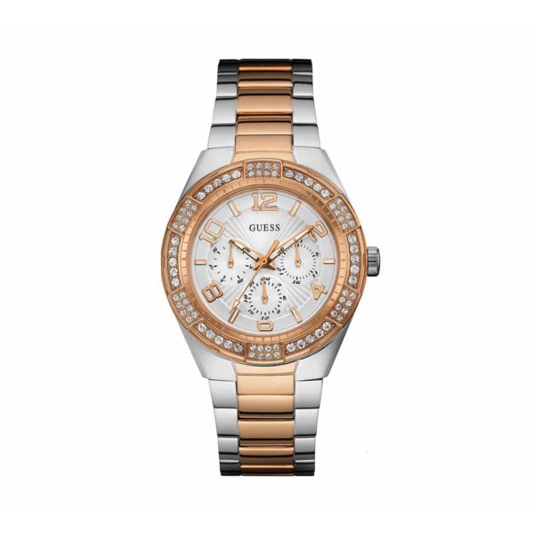 Guess Crystals Multi-function Two Tone Stainless Steel Bracelet Women's Watch - W0729L4